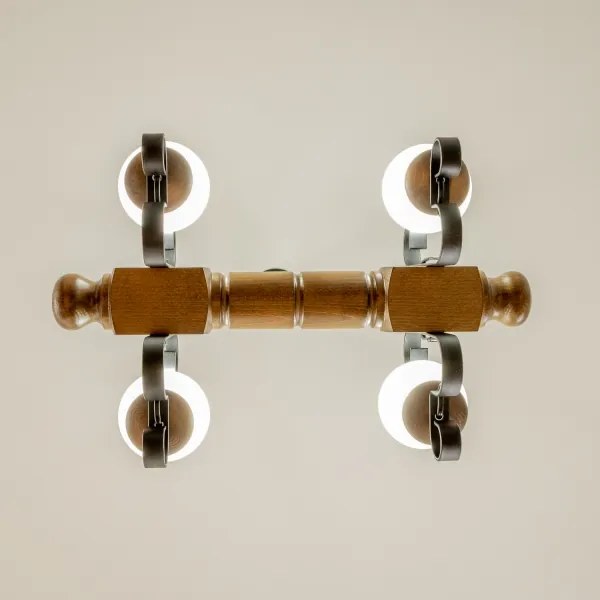 Brilagi - Csillár láncon RUSTIC 4xE14/40W/230V bükkfa/dió