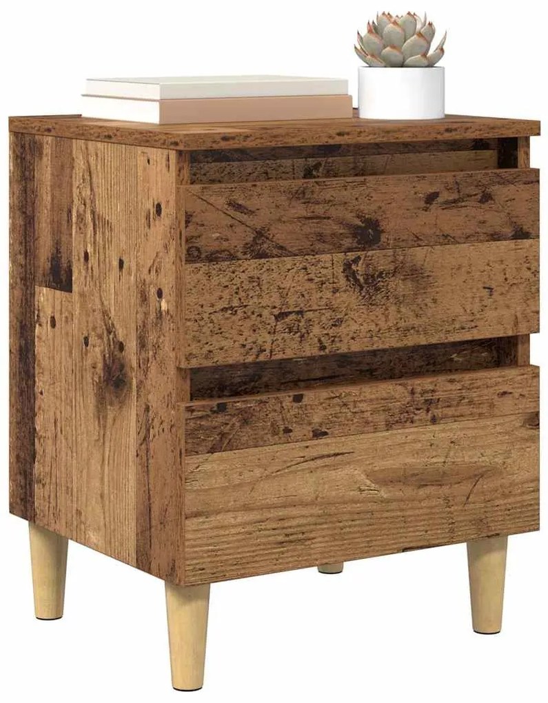 vidaXL Ágy szekrények fiókkal 2 pcs Öreg fa 40 x 35 x 50 cm Faanyag