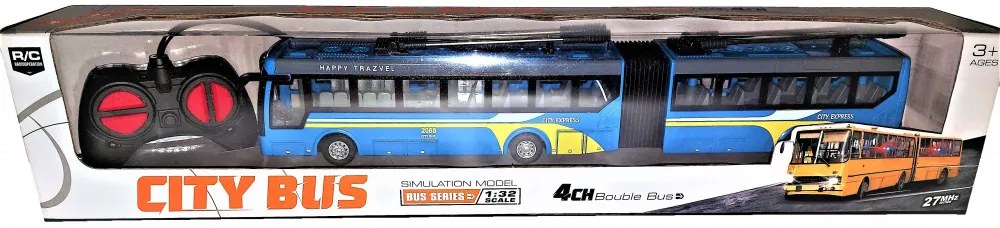 36 Cm Rc Távirányítós Csuklós Trolibusz 3.7V Lítium Akkuval1:32 Méretarány Busz