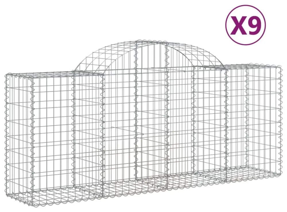 9 db íves horganyzott vas gabion kosár 200x50x80/100 cm