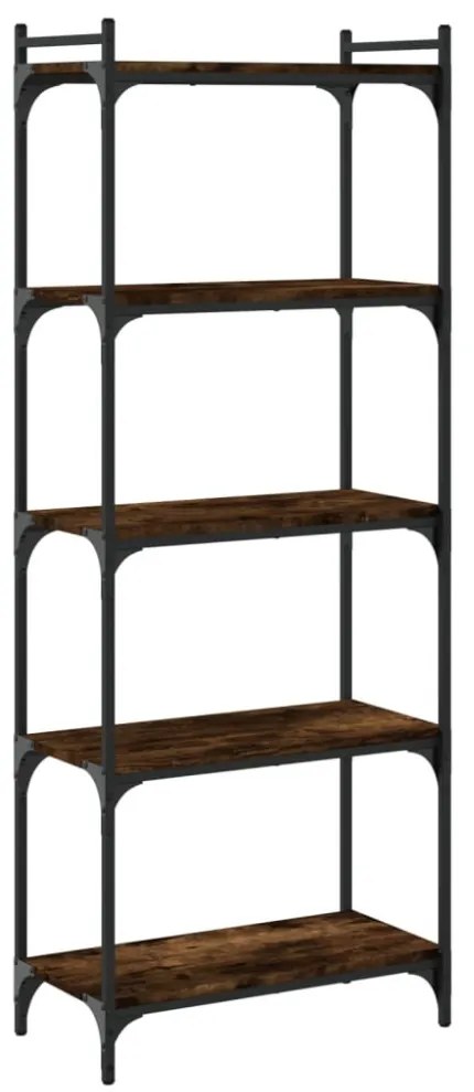 5 szintes füstös tölgy szerelt fa könyvespolc 60 x 30 x 154 cm