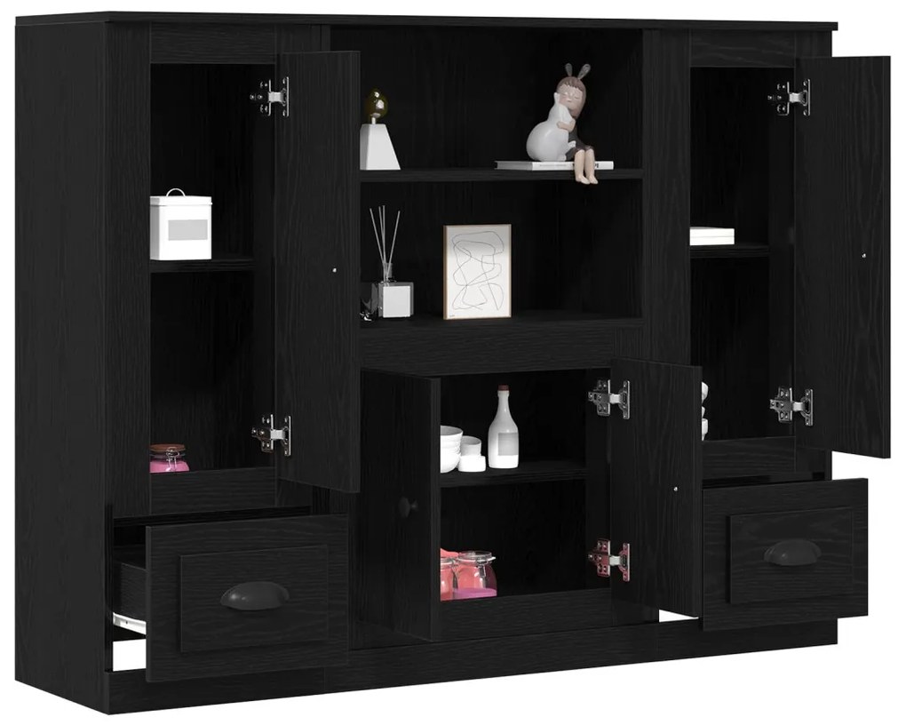 Magas szekrény Fekete Tölgy 132x35,5x103,5 cm Mérnöki Fa