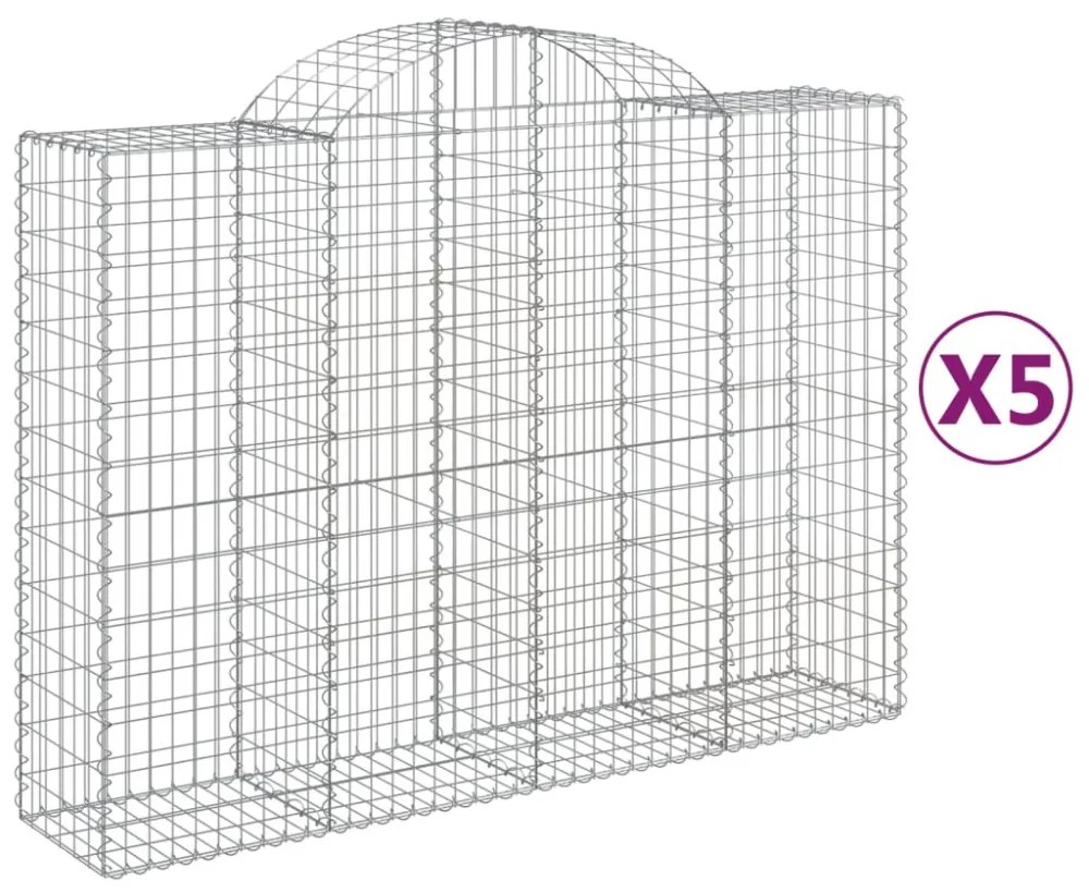 5 db íves horganyzott vas gabion kosár 200x50x140/160 cm