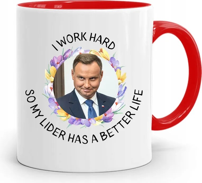 Piros Elnöki Bögre Andrzej Duda Pis Egészség felirattal