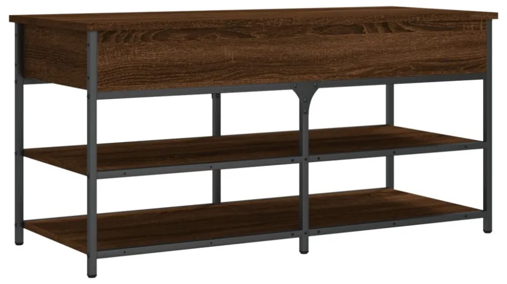 barna tölgy színű szerelt fa cipőtároló pad 100 x 42,5 x 50 cm