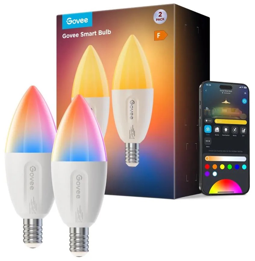 Govee KÉSZLET 2x LED RGBWW Dimmelhető izzó E14/5W/230V 2700-6500K Wi-Fi - Govee GV0072
