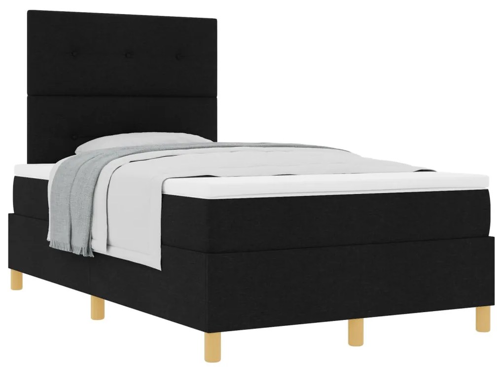 Box Spring Ágy Matraccal Fekete 120x200 cm Szövet