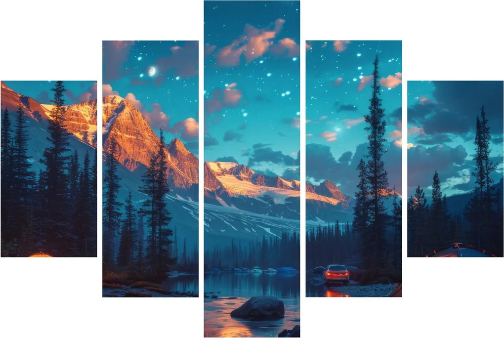 Kép - Kempingezés a hegyekben (150x105 cm)