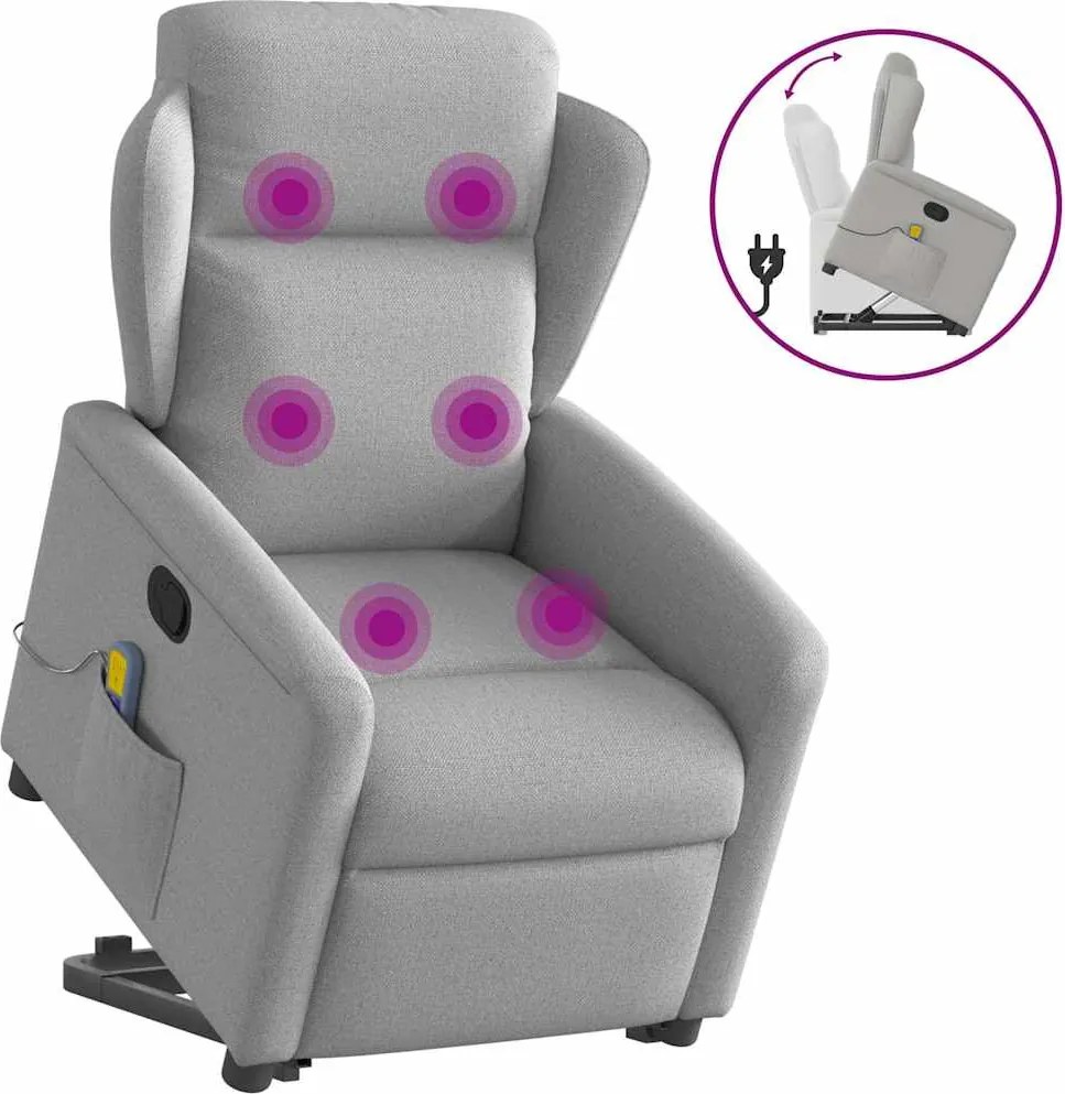 vidaXL Álló masszázsfotel felhőszürke szövet