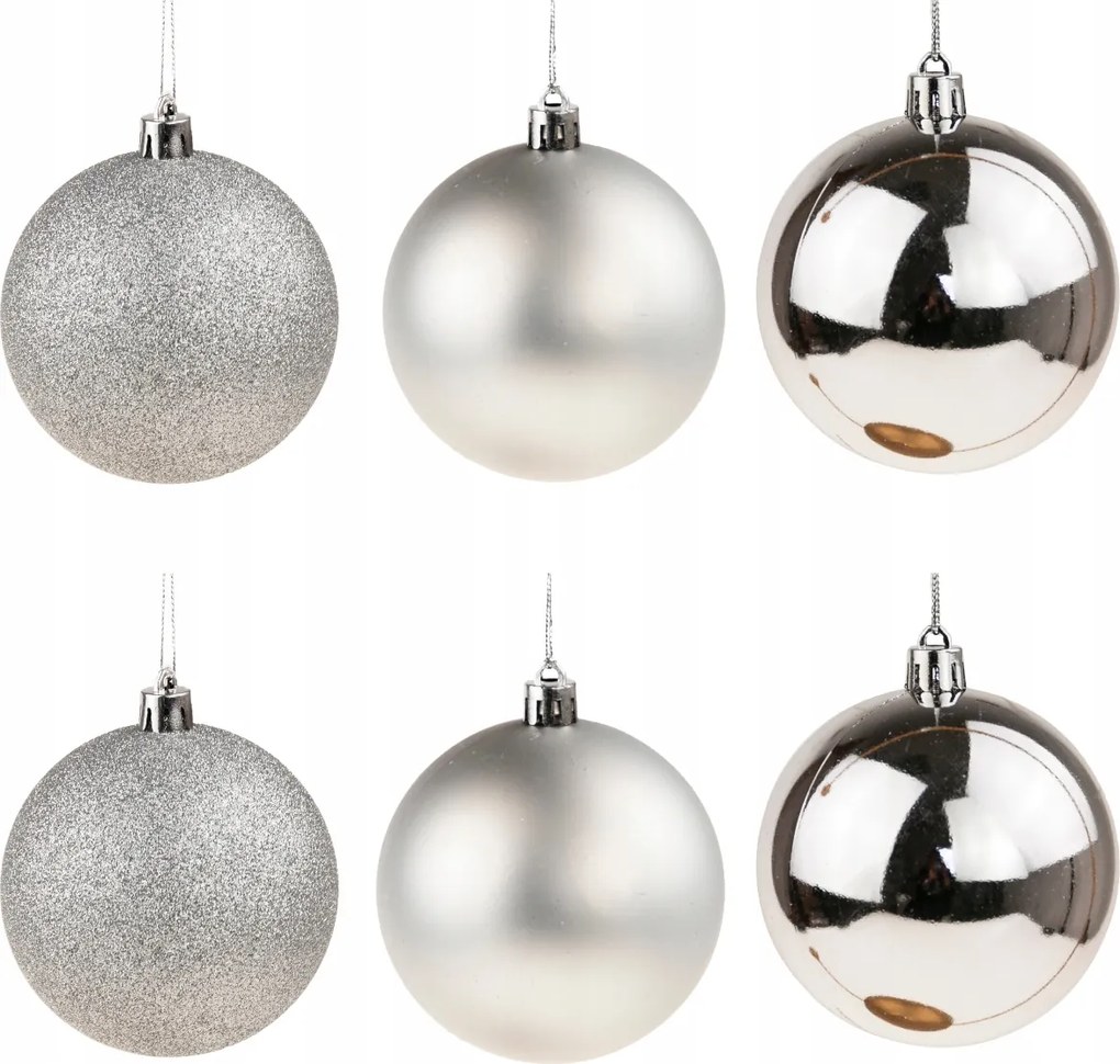 Ezüst Karácsonyfadísz Nád 6DB 8CM Törhetetlen