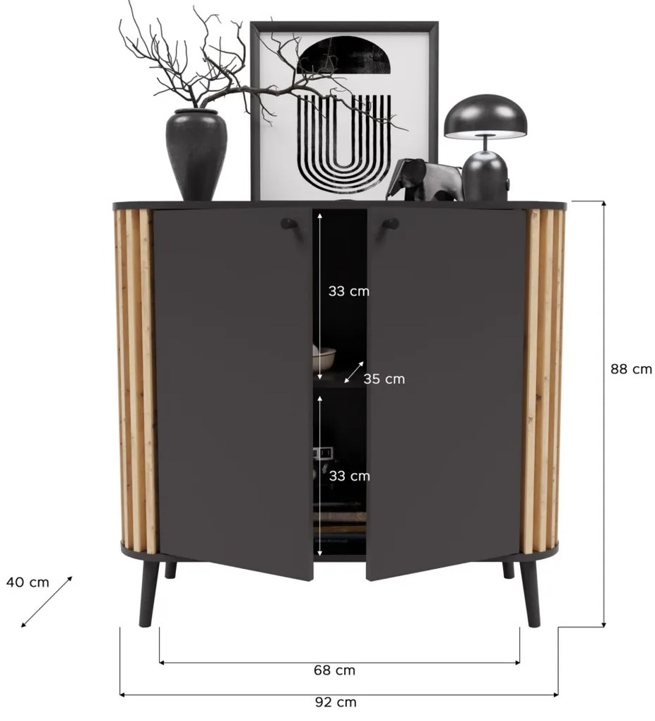 Pure 2 ajtós komód kézműves tölgy/szürke