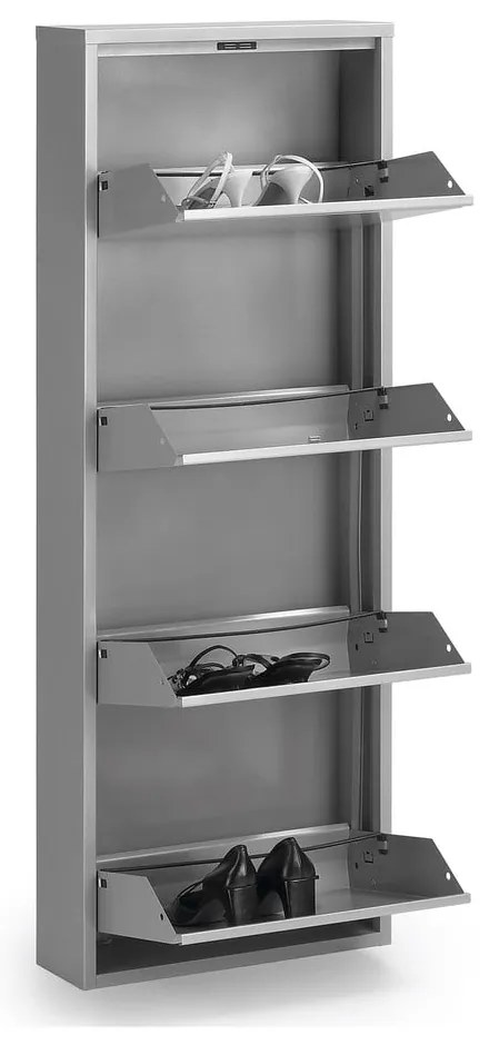 Fehér fém billenő ajtós cipőtartó 50x136x15 cm Ode – Kave Home