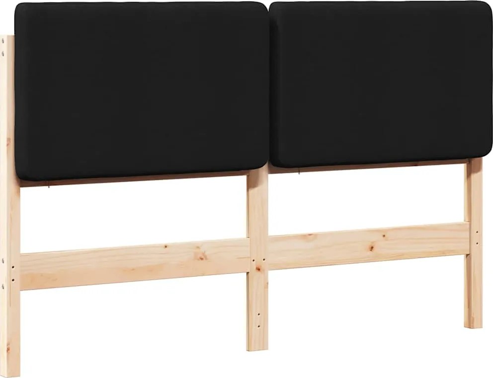 vidaXL Kárpitozott fejtámla Barna és fekete 150 cm Tömör fenyőfa