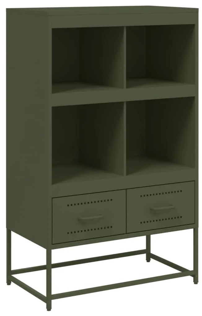 olívazöld acél magasszekrény 68x39x111,5 cm