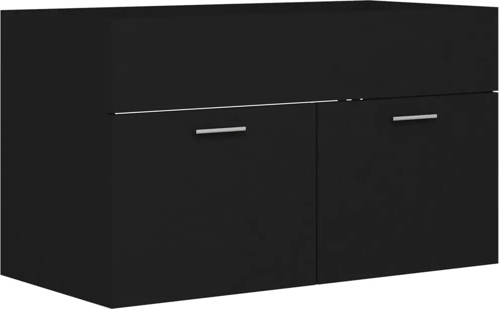 vidaXL fekete szerelt fa mosdószekrény 80 x 38,5 x 46 cm