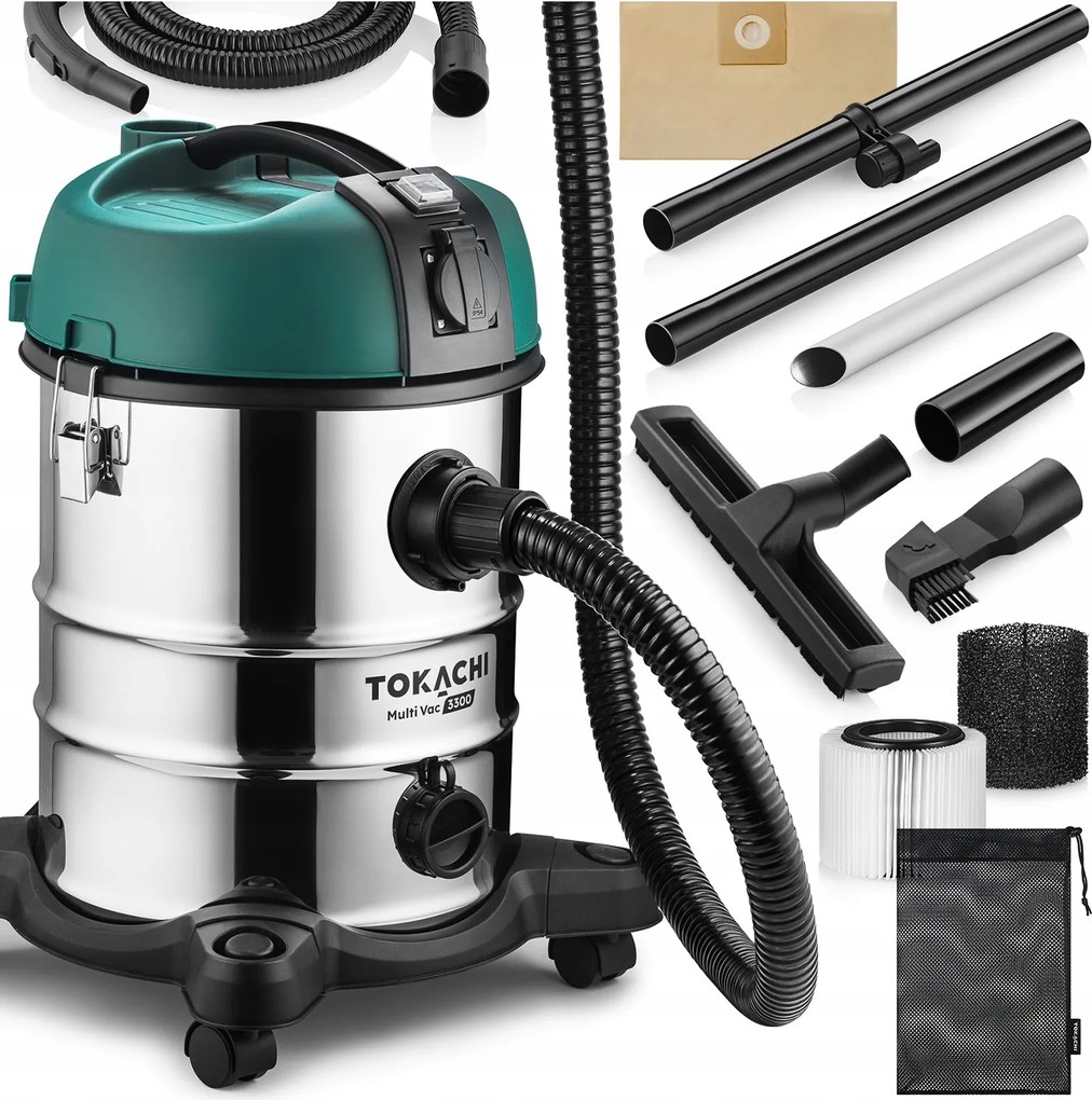 Ipari Porszívó Porzsák Nélküli Erős Nedves Száraz 3300W Por Gipsz Hamu