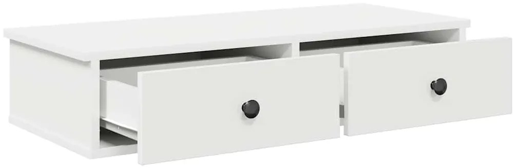 Falipolc fiókokkal fehér 80x31x17 cm műszaki fa