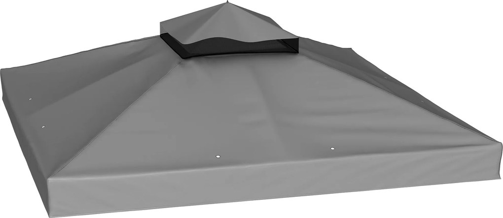 Outsunny Csere Napernyő 3 x 3 m-es Pavilonhoz, Vízálló Pavilon Tető, Két Rétegű Csere Borítás Kert Pavilonhoz, Oxford Szövet Részek, 370 g/m², Sötétsz
