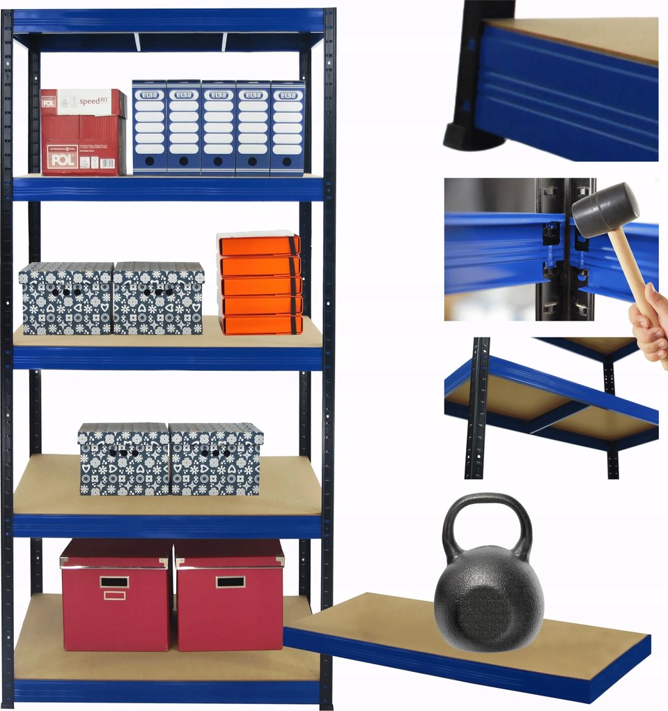 Tárolószekrény fém állvány Helios 213x110x40cm 5Px175kg 300EZER Komb