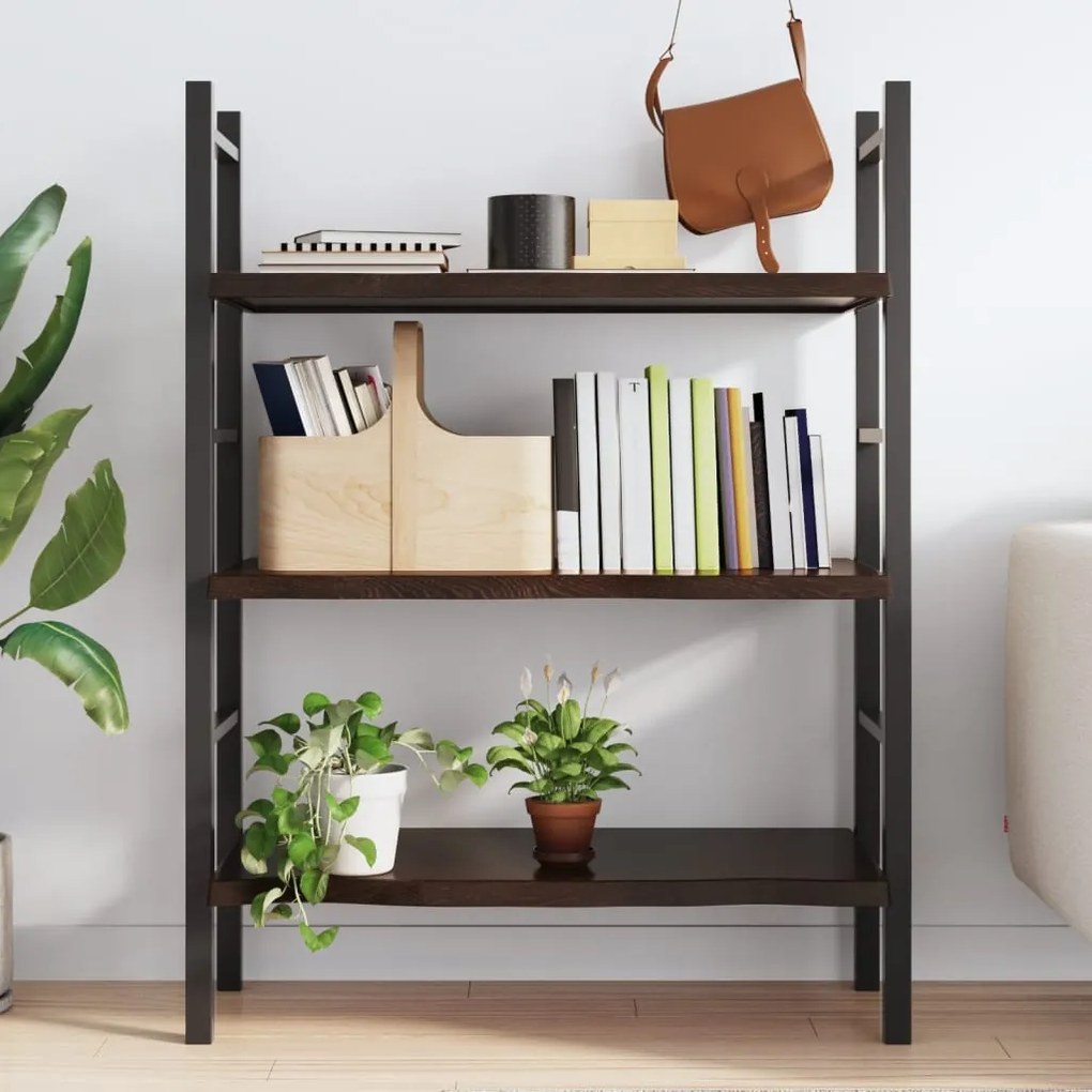 sötétbarna kezelt tömör tölgyfa fali polc 80x40x(2-4) cm