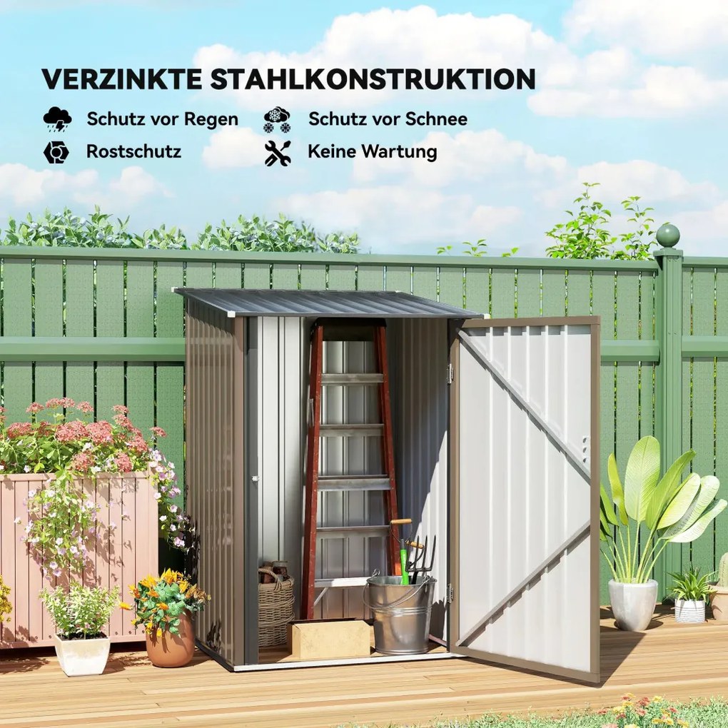 Outsunny kerti fészer, szerszámoskamra 100 x 103 x 160 cm acél, barna