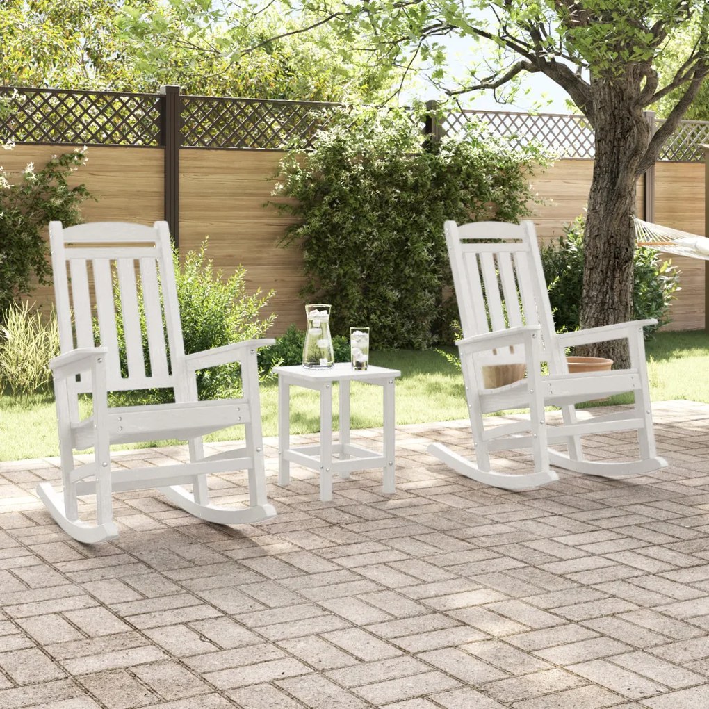 2 db-os Kertihintaszék Fehér 70x92x107.5 cm HDPE