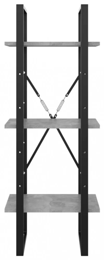 3-szintes betonszürke szerelt fa könyvszekrény 40 x 30 x 105 cm