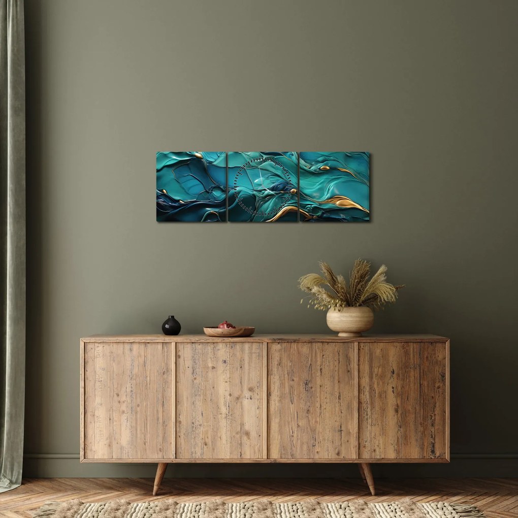 Kép - Absztrakt textúrák (órával) (90x30 cm)