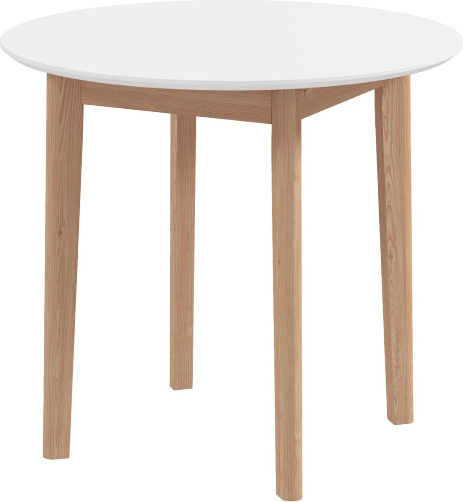 HOMCOM Étkezőasztal, Kerek Konyhai Asztal 2 Férőhellyel, Vidéki Stílusú Étkezőasztal, Nappaliba, Tömbfenyőből, Ø75 x 76 cm, Fehér | Aosom
