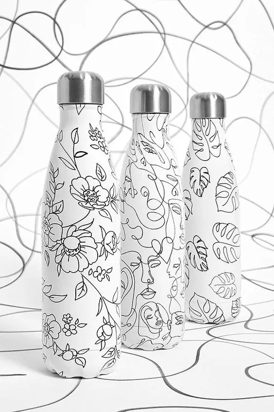 Termosz palack Chilly's Bottles - Line Art Faces 500ml, Eredeti kiadás