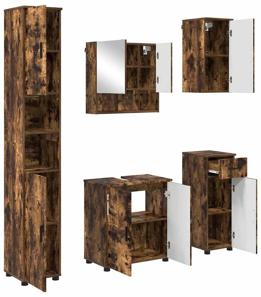 Fürdőszoba bútor szett 5 pcs Füstölt tölgy 61 x 35 x 64 cm
