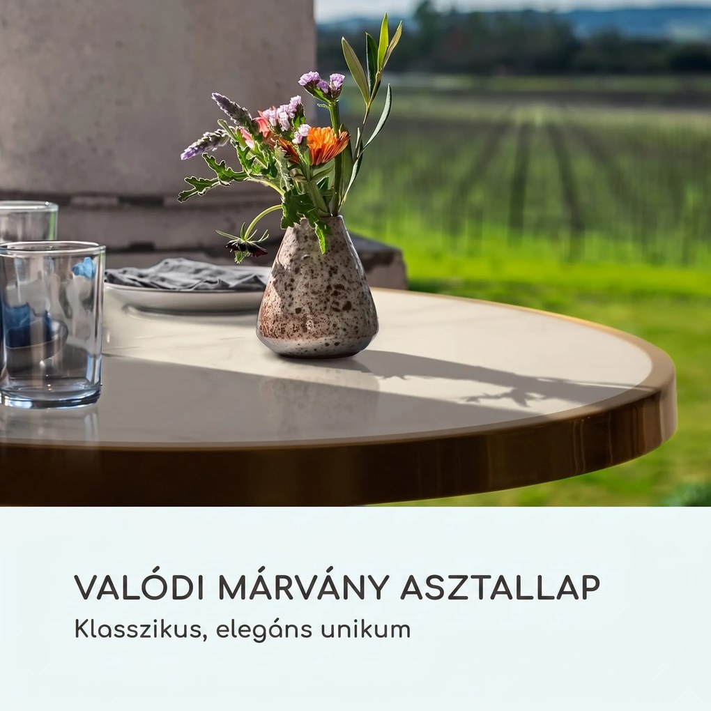 Blumfeldt Patras Lux, bisztró asztal háromlábú talapzattal, márvány asztal, Ø: 57,5 cm, magasság: 72 cm