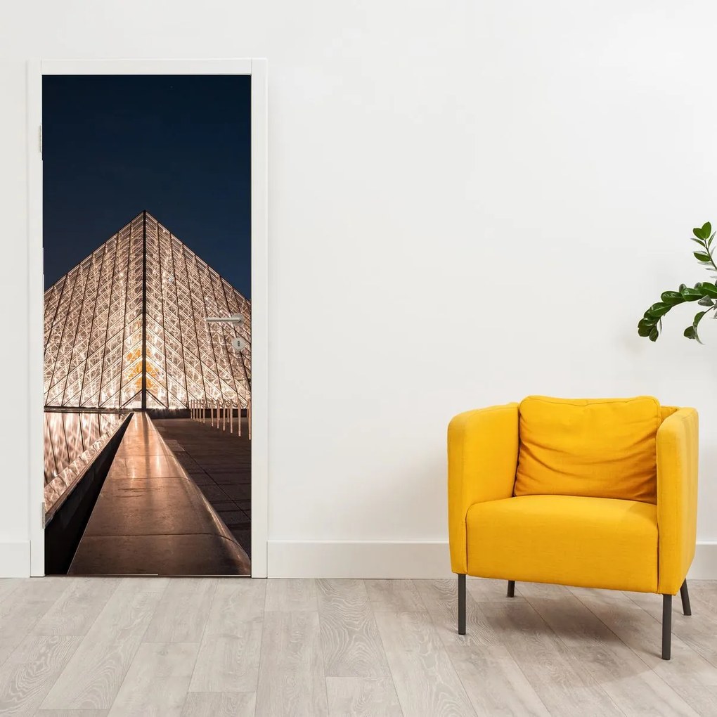 Fotótapéta ajtóra - Louvre éjjel (95x205cm)