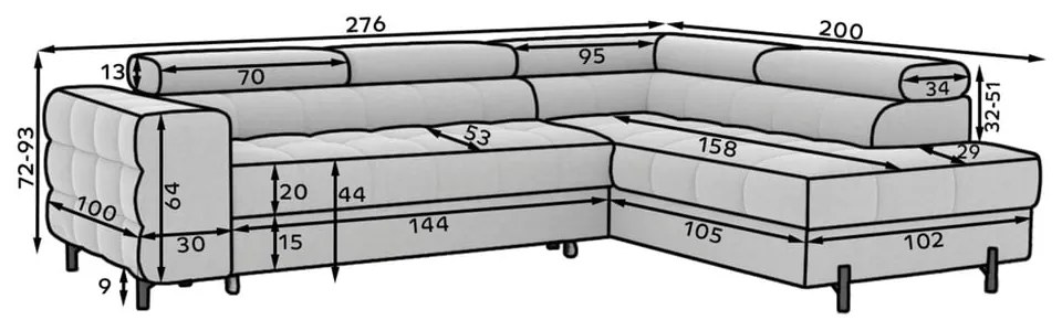 Sötétszürke bársony kinyitható-tárolóhelyes sarokkanapé (jobb oldali-L alakú) Ferucce – ELTAP