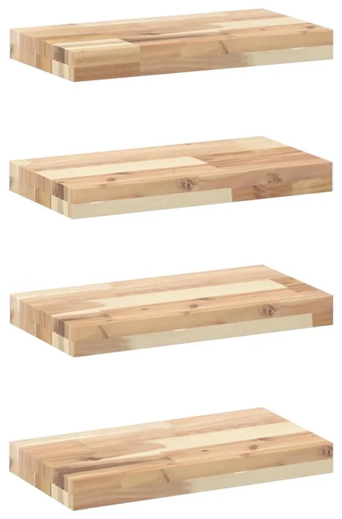 4 db kezeletlen tömör akácfa függőpolc 40 x 20 x 4 cm