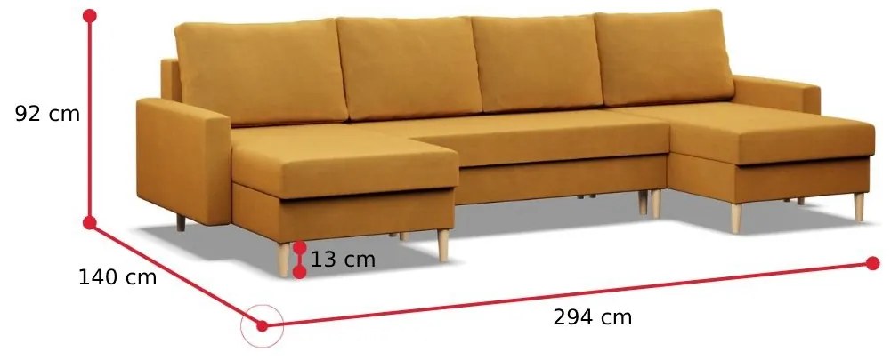 FLANK U ágyazható sarok ülőgarnitúra, 294x92x140, Kronos 09