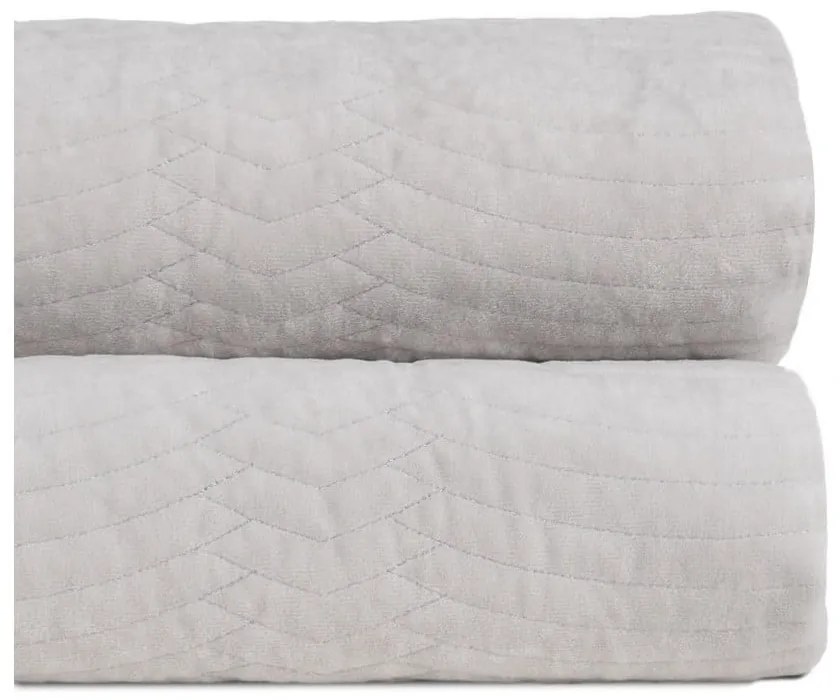 Krémszínű bársony steppelt ágytakaró 230x260 cm – Ixia