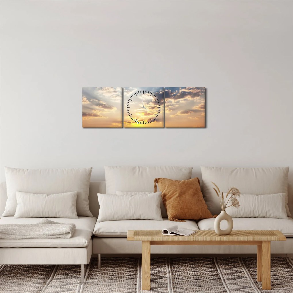 Kép - Elefántok a szavannán (órával) (90x30 cm)