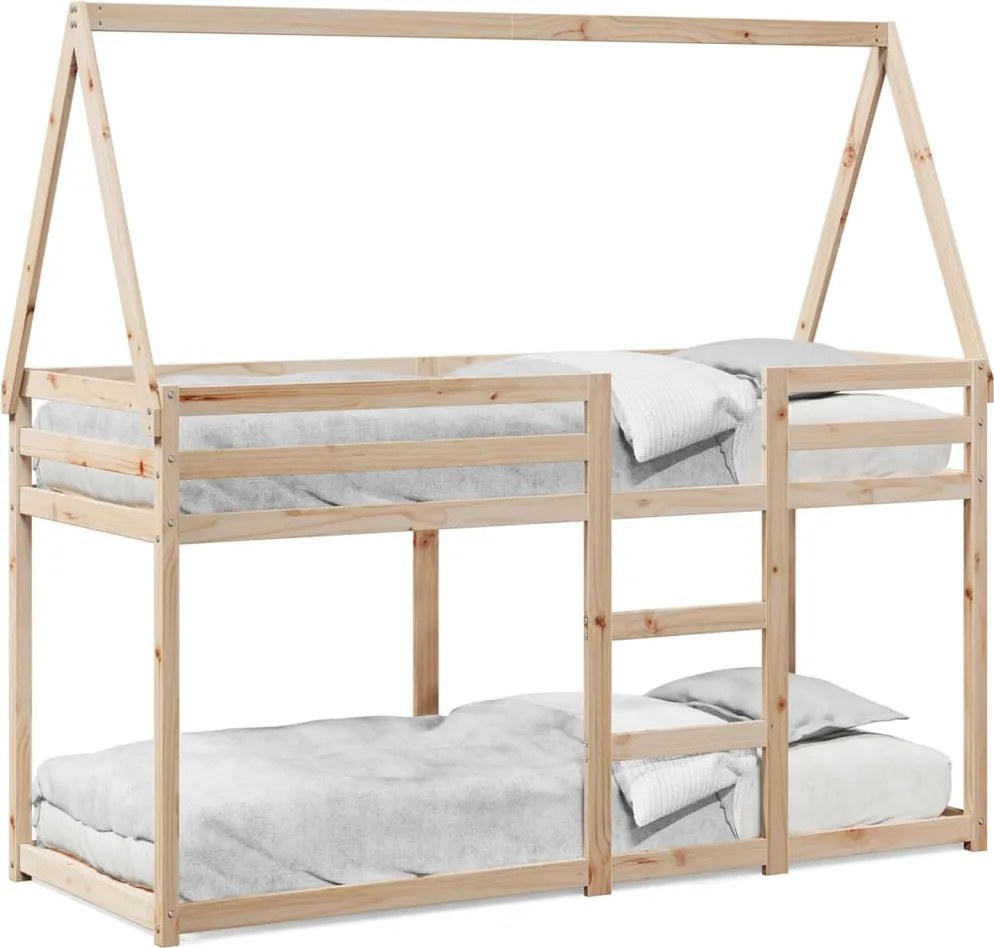 vidaXL tömör fenyőfa emeletes ágy matrac nélkül 90 x 190 cm