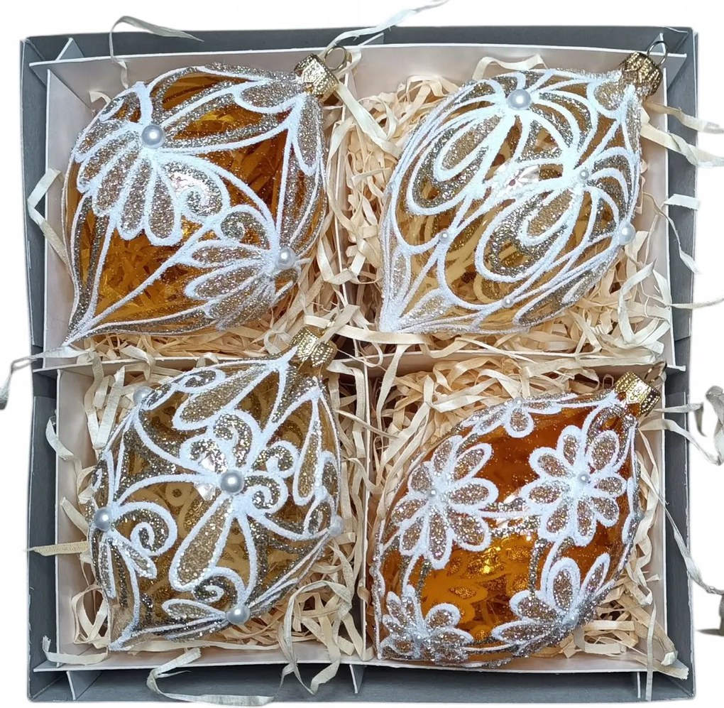 Üveg karácsonyfadísz 4 db 11 cm. Citrom Csak 1 Szett