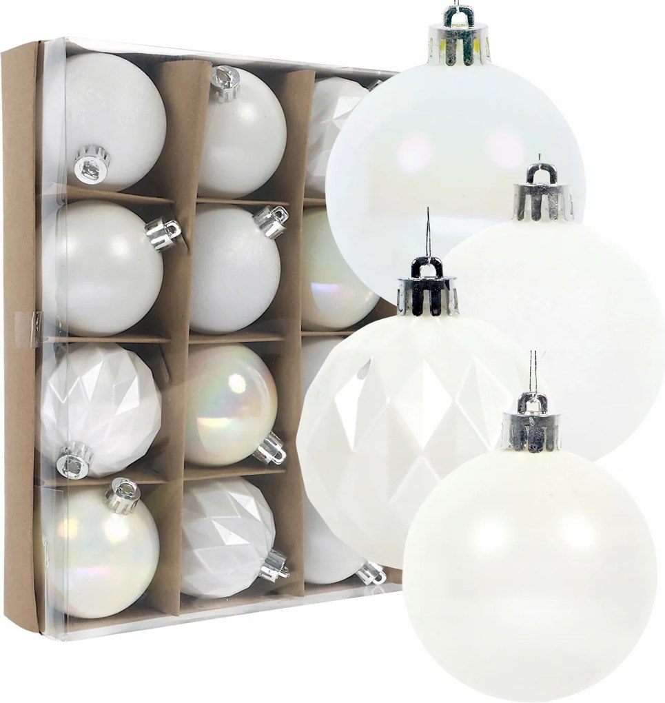 Fehér Karácsonyfa gömbök Műanyag 6cm Karácsonyfa gömb 16 Karácsonyfa gömb díszek