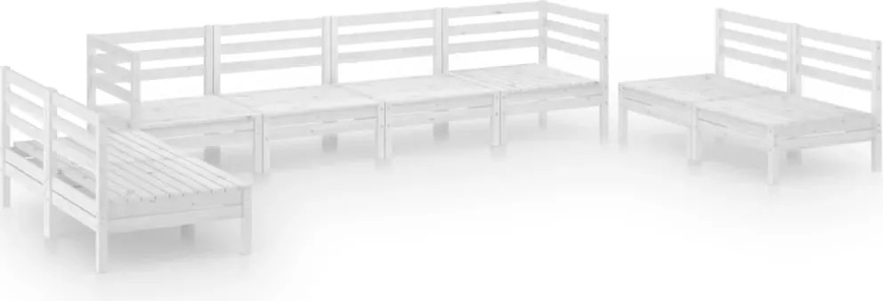 vidaXL 8 részes fehér tömör fenyőfa kerti ülőgarnitúra