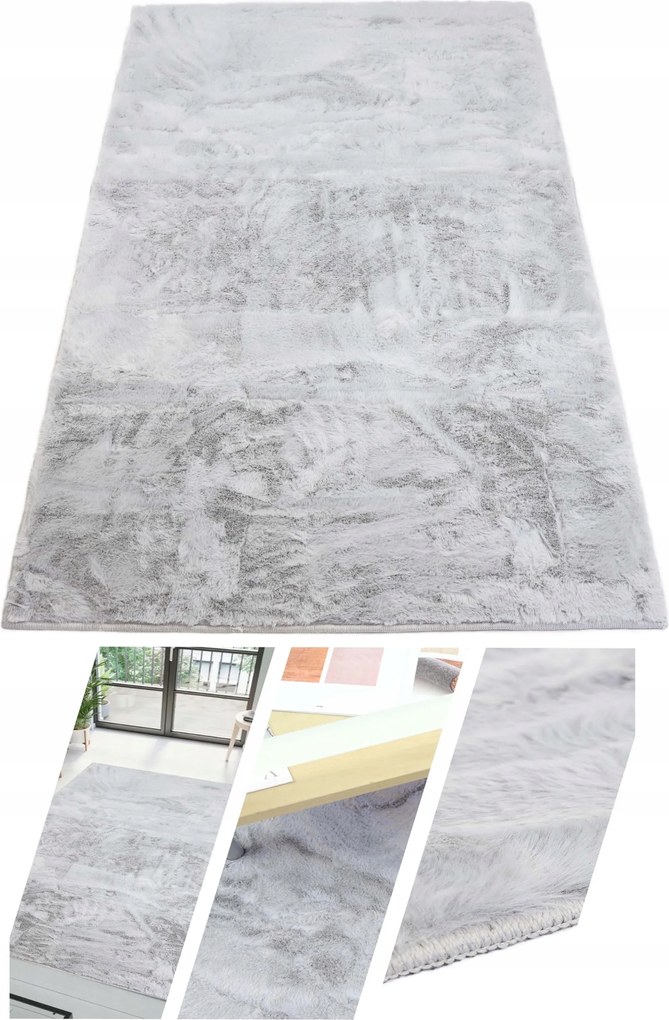 Plüss Szőnyeg Nyuszi Szőrme Puha Bársony Rabbit Ezüst 60X90cm