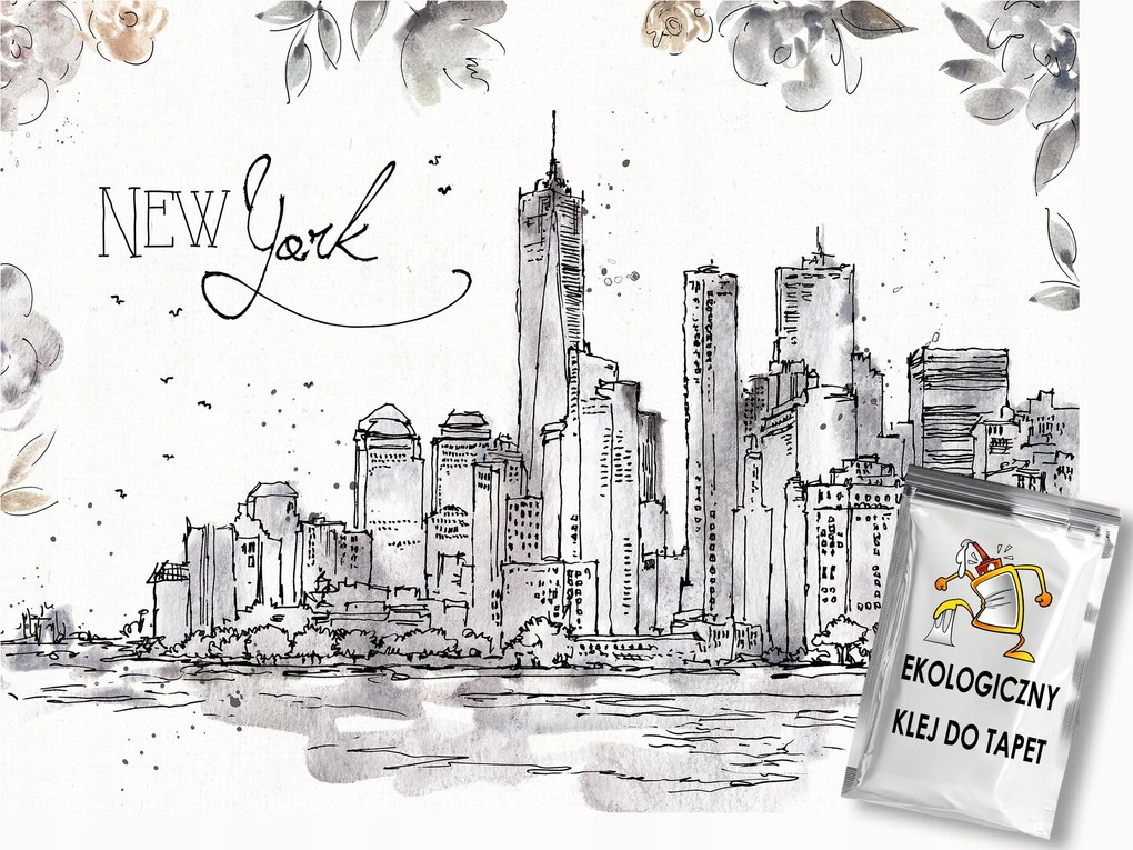 Fotótapéta Flizelina Grafika Virágok Város Panoráma New York 350x250 ragasztó