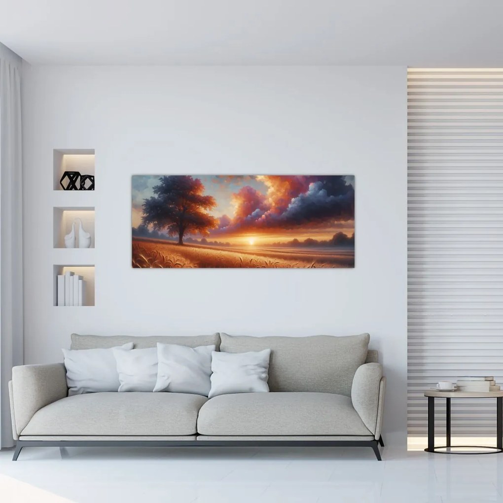 Kép – Naplemente a mezőn (120x50 cm)