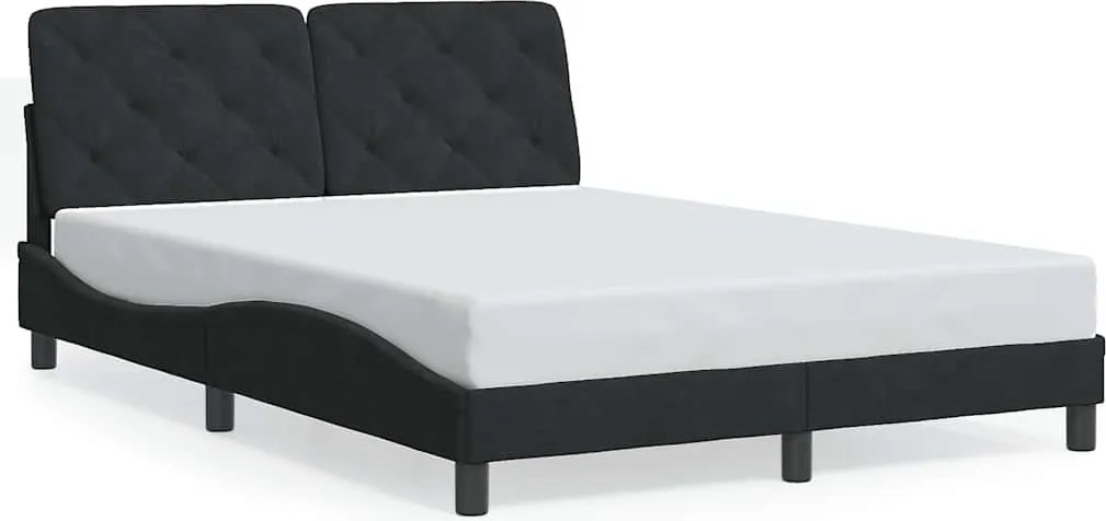 vidaXL fekete bársony ágykeret matrac nélkül 120x200 cm