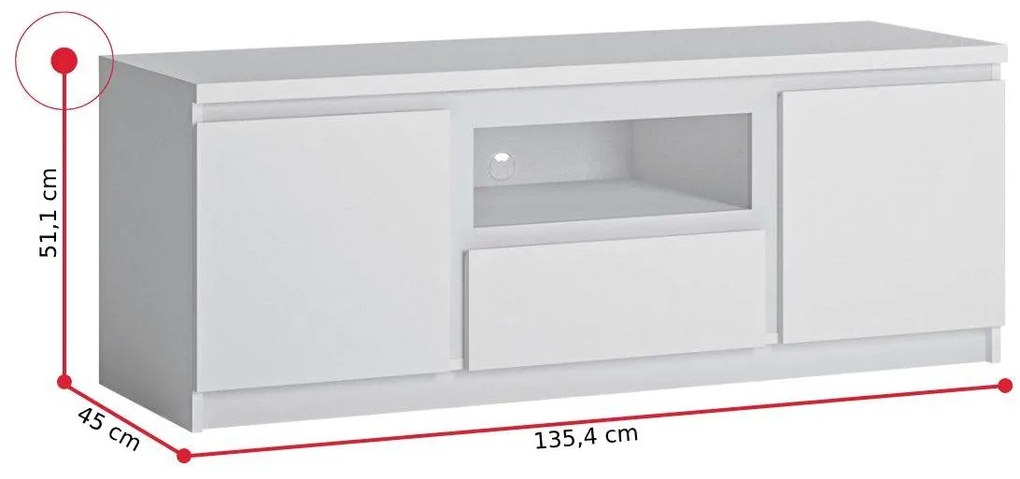 FRILO II TV asztal, 135x51x45, tölgyfa ribbeck arany