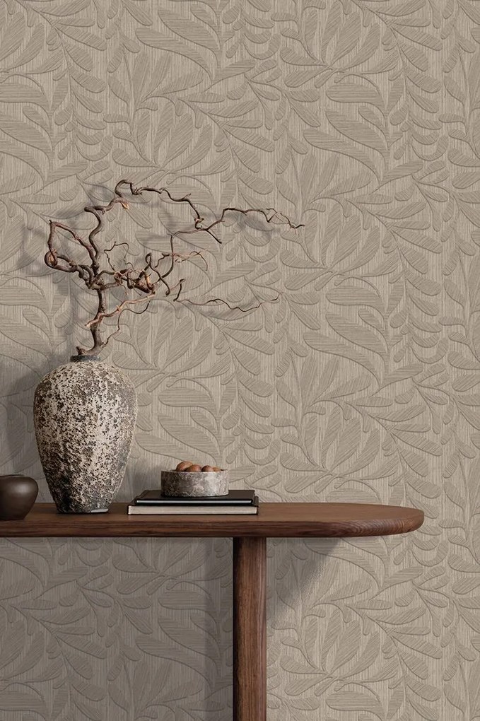 Decoprint Terra Nova Marquetry barna-szürke faerezetes texturált vlies tapéta – TN29051