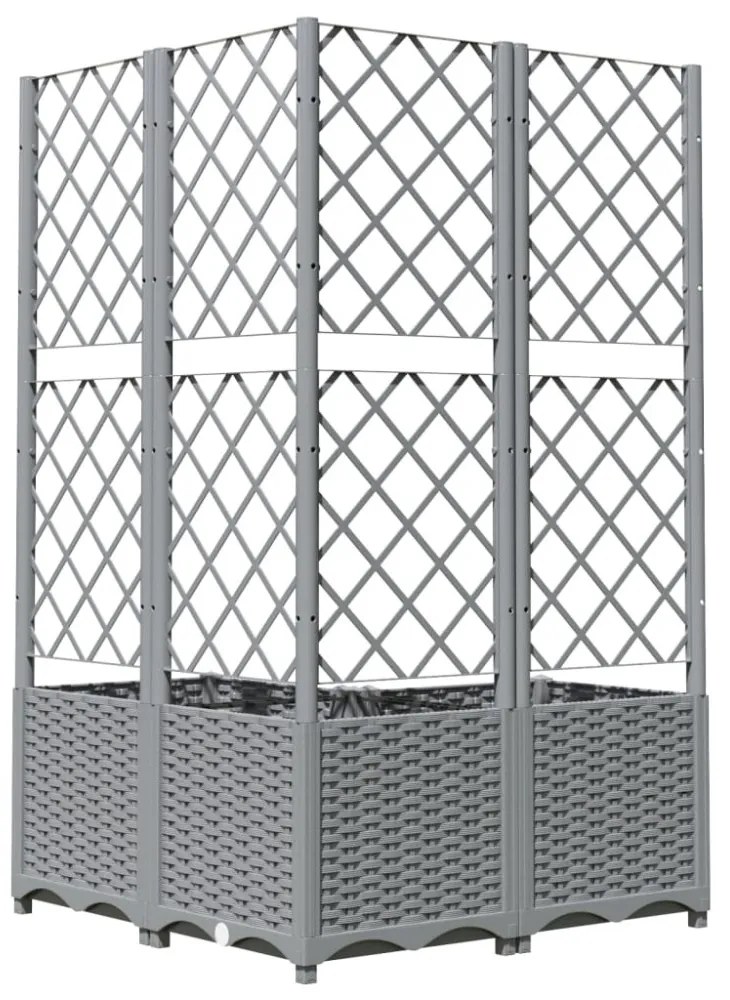 világosszürke PP rácsos kerti ültetőláda 80 x 80 x 136 cm
