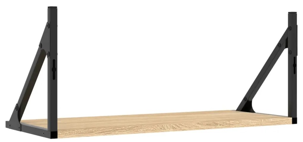 2 db sonoma tölgy színű szerelt fa fali polc 60 x 25 x 25,5 cm